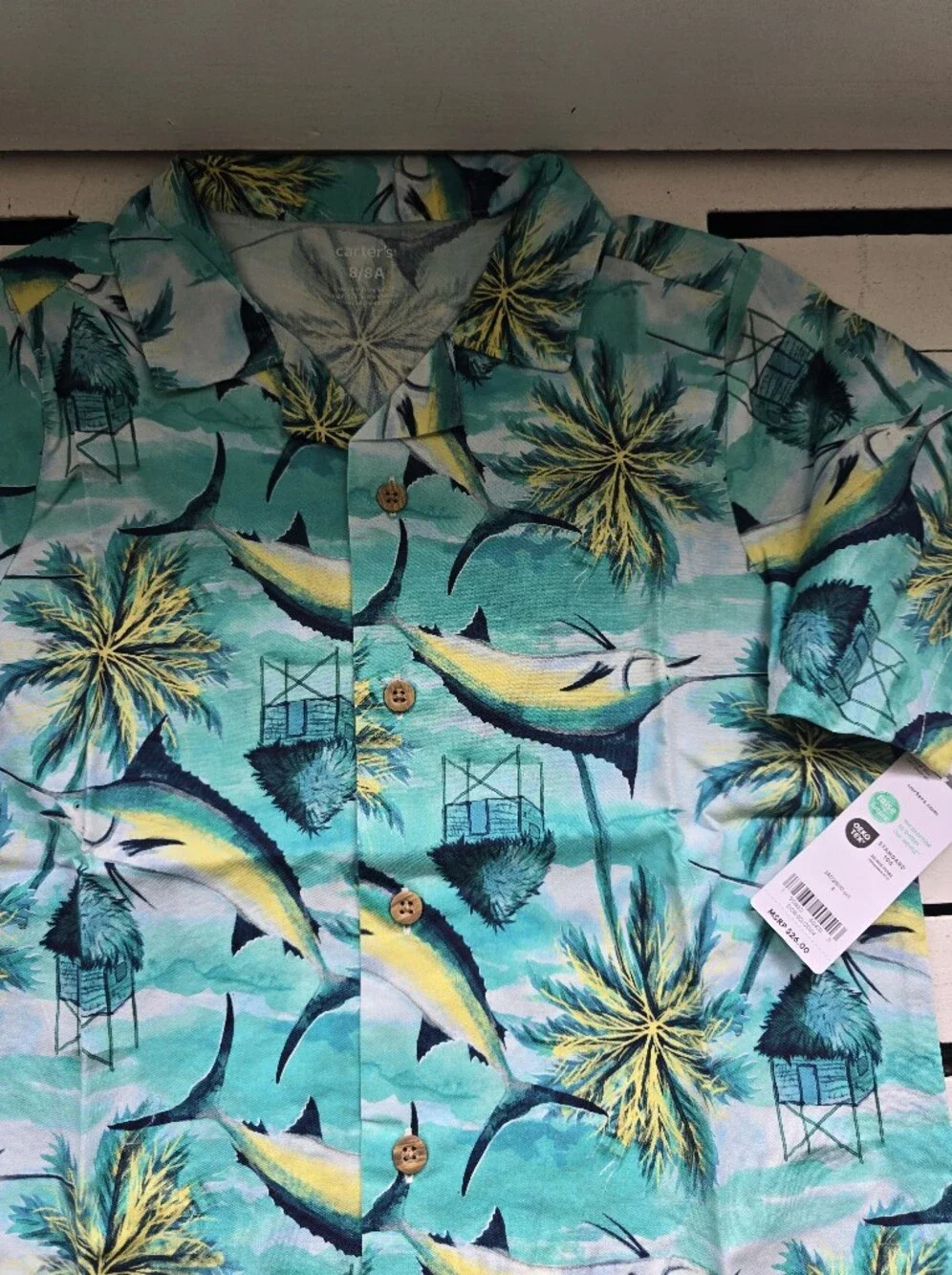Carter's Teal, Yellow & Green Tropical Fish Button-Down Shirt